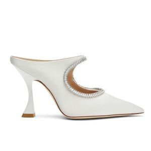 Stuart Weitzman Xcurve White Crystal Mules - wedding